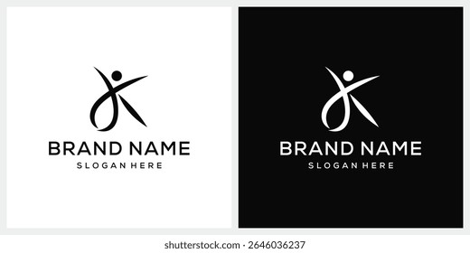 initial letter K human people logo design graphic vector
