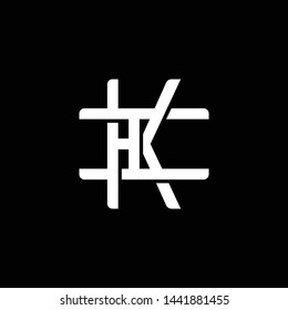 Initial letter I and K, IK, KI, overlapping interlock monogram logo, white color on black background