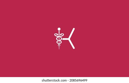 Initial Letter K incorporated with Caduceus Medical Logo Design