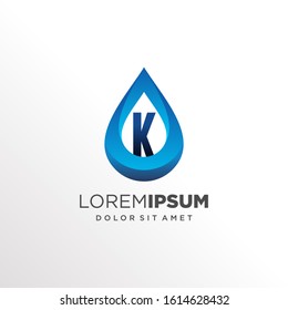 Initial Letter K inside Water Drop Logo Design
