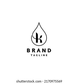 Initial Letter K Inside Water Drop Icon