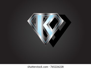 initial letter K isolated on silver diamond shield logo