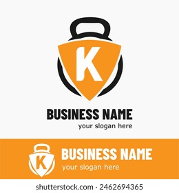 Initial Letter K with Kettlebell for Gym, Fitness, Pilates, Exercise Sport Business Logo Idea