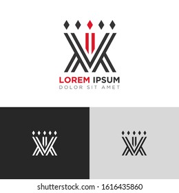 Initial Letter K KK with crown linked uppercase overlap modern logo design template. Suitable for business, consulting group company. Vector Illustration.