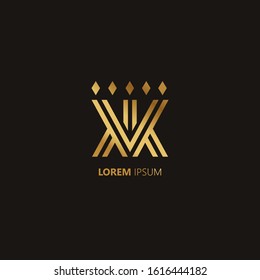 Initial Letter K KK KIK linked uppercase overlap modern gold logo vector design template. Suitable for business, consulting group company. Vector Illustration.