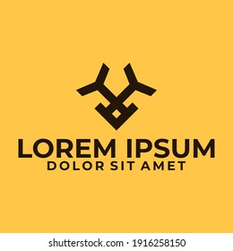 Initialbuchstaben K oder KK Logo-Vorlage mit geometrischer antler Elch-Linie-Kunstgrafik in flachem Monogramm-Symbol