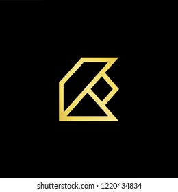 Initial letter K KK minimalist art logo, gold color on black background.