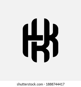 Initial letter K or KK overlapping, interlock, monogram logo, black color on white background