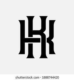 Initial letter K or KK overlapping, interlock, monogram logo, black color on white background