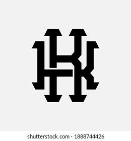 Initial letter K or KK overlapping, interlock, monogram logo, black color on white background