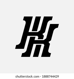 Initial letter K or KK overlapping, interlock, monogram logo, black color on white background