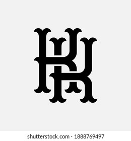 Initial letter K or KK overlapping, interlock, monogram logo, black  color on white background