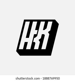 Initial letter K or KK overlapping, interlock, monogram logo, black and white color on white background
