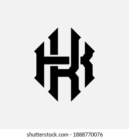 Letra inicial K o KK superpuesta, interbloqueada, logotipo de monograma, color negro sobre fondo blanco