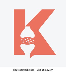 Letra inicial K joelho articulação osso logotipo para médico e saúde símbolo