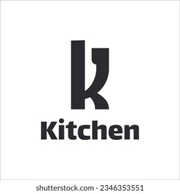 initial letter k knife for kitchen logo