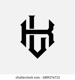 Initial letter K, L, KL or LK overlapping, interlock, monogram logo, black color on white background