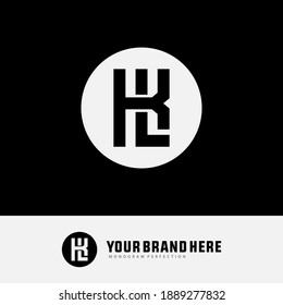 Anfangsbuchstaben K, L, KL oder LK, überlappend, Verriegelung, Monogramm-Logo, schwarz-weiß auf schwarzem Hintergrund
