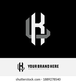 Anfangsbuchstaben K, L, KL oder LK, überlappend, interlock, Monogramm-Logo, weiße und graue Farbe auf schwarzem Hintergrund