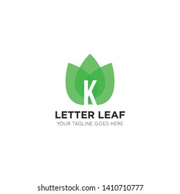 initial letter k leaf logo and icon vector illustration design template