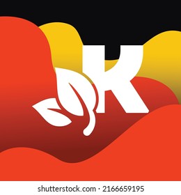 Initial letter K with leaf logo vector concept element, letter K logo with organic leaf