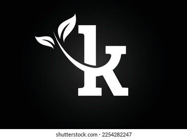 Initial letter K and leaf logo. Eco-friendly logo concept. Modern vector logo for ecological business and company identity