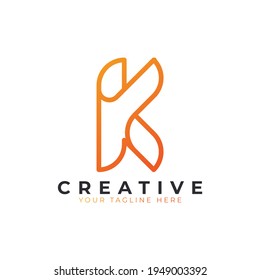 Initial Letter K line logo design. Geometric Line Style. Graphic alphabet symbol. Usable for Business and Branding Logos. Flat Vector Logo Design Ideas Template Element. Eps10 Vector