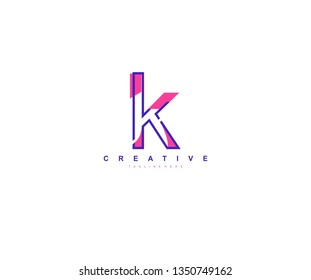 Initial Letter K Linear Pop Art Vibrant Modern Trendy Logotype