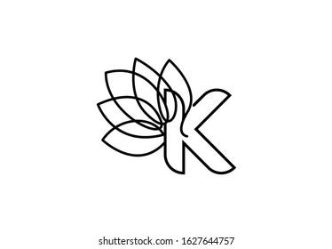 Initial Letter K Linked Monogram Linear Lotus Logotype