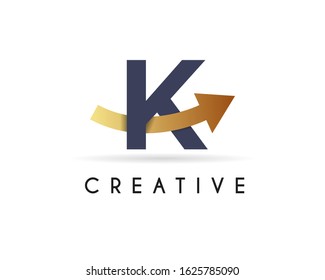 Initial Letter K Logo with arrow icon design