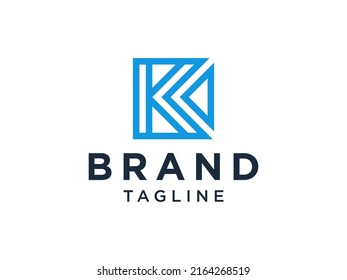 Initial Letter K Logo. Blue Infinity Line Origami Style einzeln auf weißem Hintergrund. Für Unternehmens- und Branding-Logos geeignet. Flaches Vectorlogo-Design-Vorlagenelement.