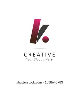 Initial Letter K Logo with Circle Shape Element