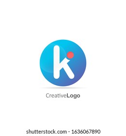 Initial Letter K Logo with Circle and dot. Design Vector Logo Template 