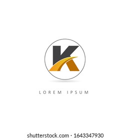 Logotipo carta inicial K con elemento circular. Plantilla de logotipo de círculo del vector de diseño