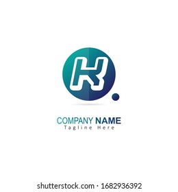 Initial Letter K Logo With Circle and Dot Element. Design Vector Logo Concept