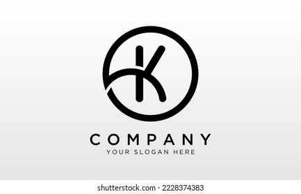 Logo De Letra K Inicial Con Forma Círculo. Moderna plantilla exclusiva de vectores de diseño con logotipo creativo K.