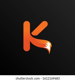Initial Letter K Logo Design with Foxtail Element