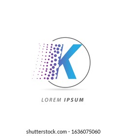 Initial Letter K Logo with Dots. Fast Logo Design Vector Template 