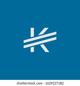 initial letter K logo with double stripe 