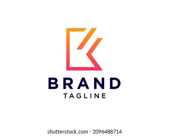 Initial Letter K Logo. Flat Line Vector Branding Logo Design Template Element.