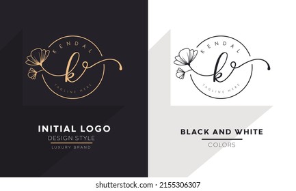 initial letter k logo, flower handwriting logo design, vector logo for women beauty, salon, massage, cosmetic or spa brand.