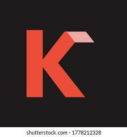 Initial Letter K Logo with Folding Icon Concept. Creative Minimal Alphabet Emblem Design Template. Graphic Symbol for Corporate Business Identity.Creative Vector Graphic Element.