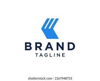 Initial Letter K Logo. Fortuna Blue Circle with Negative Space Hand Drawn K Letter inside isolated on White Background. Use for Branding Logos. Flat Vector Logo Design Template Element.
