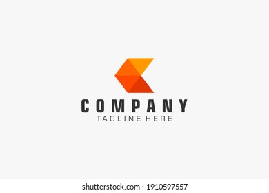 Logo de la letra inicial K.  Línea geométrica aislada. Usable para logotipos de empresas, edificios y tecnología. Elemento de plantilla de diseño de logotipo de vectores planos.