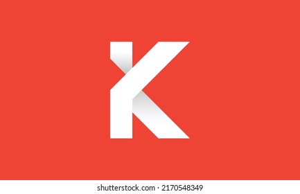 Initial Letter K Logo. Geometric Shape Origami Style isolated on Red Background. Usable for Business and Branding Logos. Flat Vector Logo Design Template Element