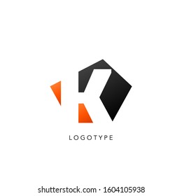 Initial Letter K logo icon. Vector design concept abstract techno geometrical shape with negative letter K logo icon.