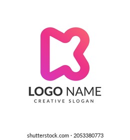 Initial Letter K logo icon design template elements.
