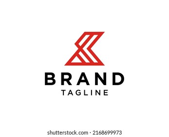 Initial Letter K Logo. Linearer Stil mit Negativraum einzeln auf weißem Hintergrund. Für Unternehmens- und Technologielogos geeignet. Flaches Vectorlogo-Design-Vorlagenelement.
