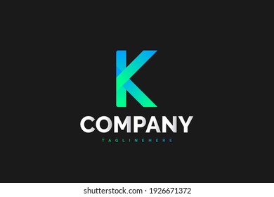 Initial Letter K Logo with Modern Concept in Blue and Green Gradient. Abstract Logo Design for Business and Technology