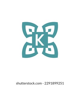 Letra inicial logotipo K marco de patrón de emblema natural ornamental